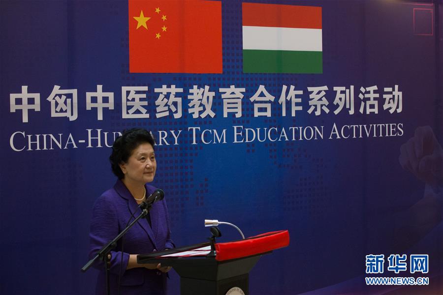 6月18日，在匈牙利布達(dá)佩斯，中國國務(wù)院副總理劉延?xùn)|出席中匈中醫(yī)藥教育合作系列活動(dòng)時(shí)講話。中國國務(wù)院副總理劉延?xùn)|18日在布達(dá)佩斯考察匈牙利塞梅爾維斯醫(yī)科大學(xué)并出席中匈中醫(yī)藥教育合作系列活動(dòng)。 新華社發(fā)（弗爾季&middot;奧蒂洛攝）
