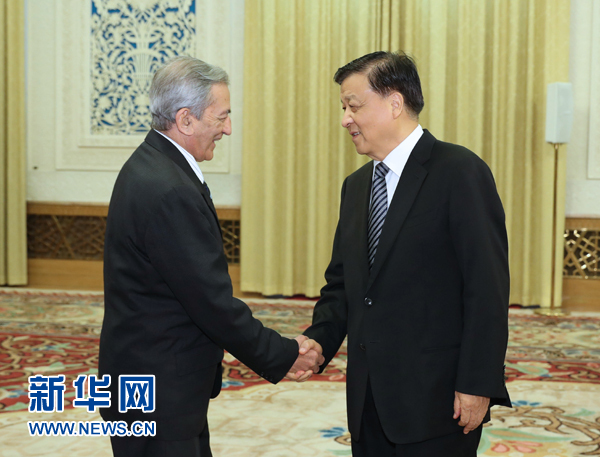 6月21日，中共中央政治局常委、中央書記處書記劉云山在北京會(huì)見古共中央書記處書記、國(guó)際關(guān)系部部長(zhǎng)巴拉格爾率領(lǐng)的古巴共產(chǎn)黨代表團(tuán)。新華社記者馬占成攝