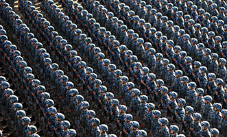 受閱部隊在進行準(zhǔn)備