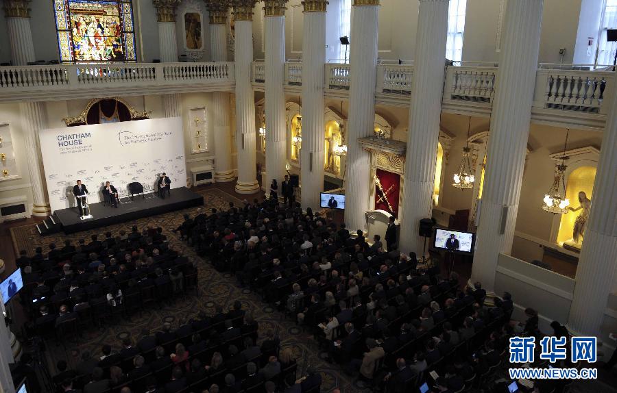 6月18日，國務院總理李克強在倫敦金融城市長官邸面向英國皇家國際問題研究所和國際戰(zhàn)略研究所兩大智庫發(fā)表題為《共建包容發(fā)展的美好世界》的演講。新華社記者 張鐸 攝