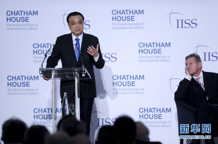6月18日，國務院總理李克強在倫敦金融城市長官邸面向英國皇家國際問題研究所和國際戰(zhàn)略研究所兩大智庫發(fā)表題為《共建包容發(fā)展的美好世界》的演講。新華社記者 張鐸 攝 