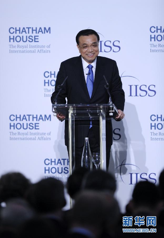 6月18日，國務院總理李克強在倫敦金融城市長官邸面向英國皇家國際問題研究所和國際戰(zhàn)略研究所兩大智庫發(fā)表題為《共建包容發(fā)展的美好世界》的演講。新華社記者 張鐸 攝 