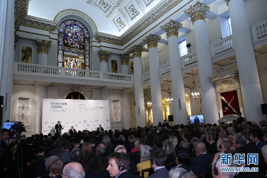 6月18日，國務院總理李克強在倫敦金融城市長官邸面向英國皇家國際問題研究所和國際戰(zhàn)略研究所兩大智庫發(fā)表題為《共建包容發(fā)展的美好世界》的演講。新華社記者 龐興雷 攝 