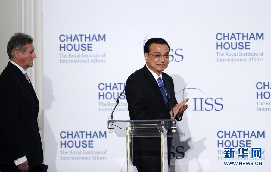 6月18日，國務院總理李克強在倫敦金融城市長官邸面向英國皇家國際問題研究所和國際戰(zhàn)略研究所兩大智庫發(fā)表題為《共建包容發(fā)展的美好世界》的演講。新華社記者 張鐸 攝
