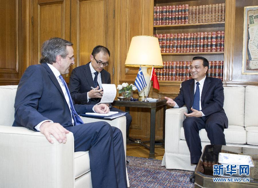 6月19日，國務院總理李克強在雅典同希臘總理薩馬拉斯舉行會談。新華社記者 王曄 攝