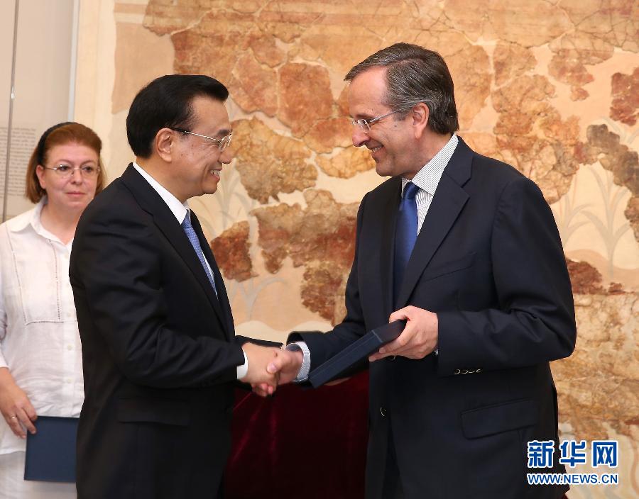 6月21日，國(guó)務(wù)院總理李克強(qiáng)與希臘總理薩馬拉斯共同出席希臘伊拉克利翁博物館新館開(kāi)館儀式并發(fā)表講話。 新華社記者 龐興雷 攝