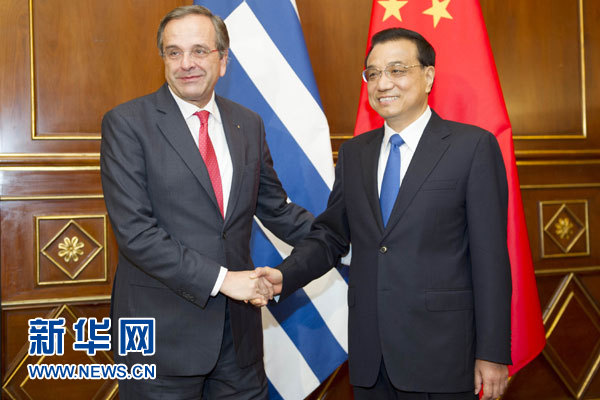 10月16日，中國國務(wù)院總理李克強(qiáng)在意大利米蘭會見希臘總理薩馬拉斯。 新華社記者 謝環(huán)馳 攝