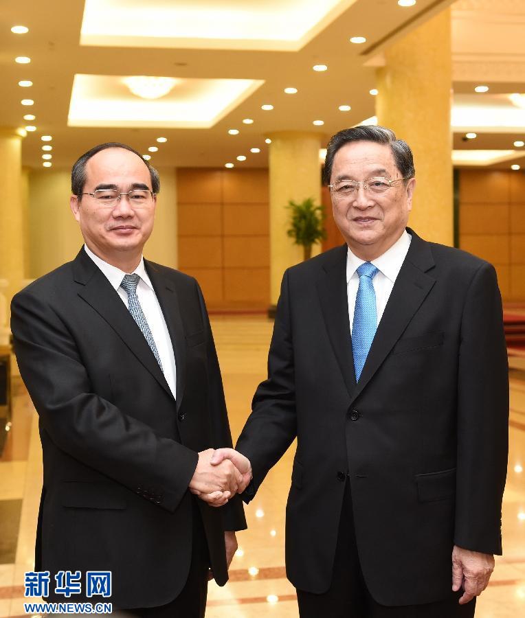 12月25日至27日，中共中央政治局常委、全國(guó)政協(xié)主席俞正聲對(duì)越南進(jìn)行正式訪問(wèn)。這是12月26日，俞正聲在河內(nèi)與越南祖國(guó)陣線主席阮善仁舉行會(huì)談。 新華社記者劉建生攝