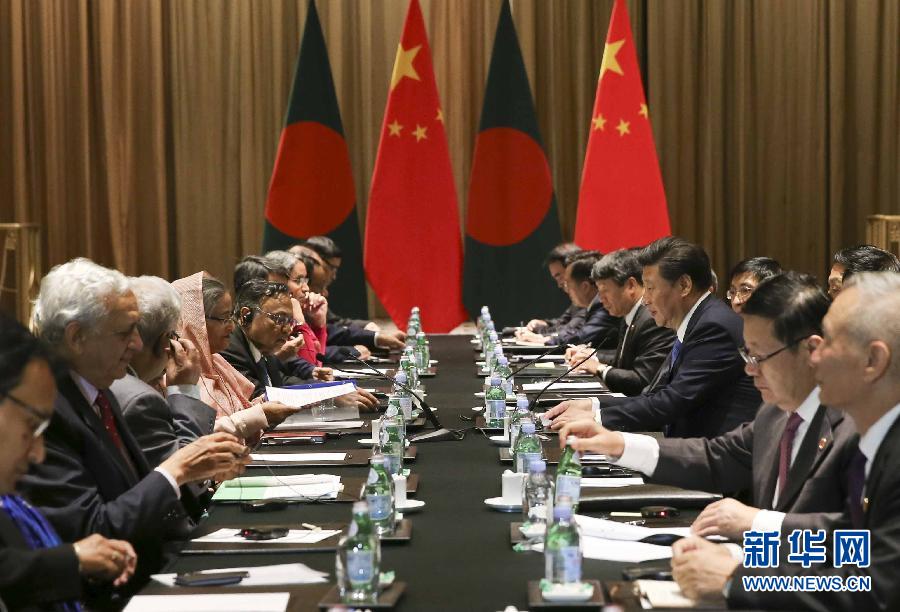 9月26日，國家主席習(xí)近平在紐約會見孟加拉國總理哈西娜。新華社記者蘭紅光攝 