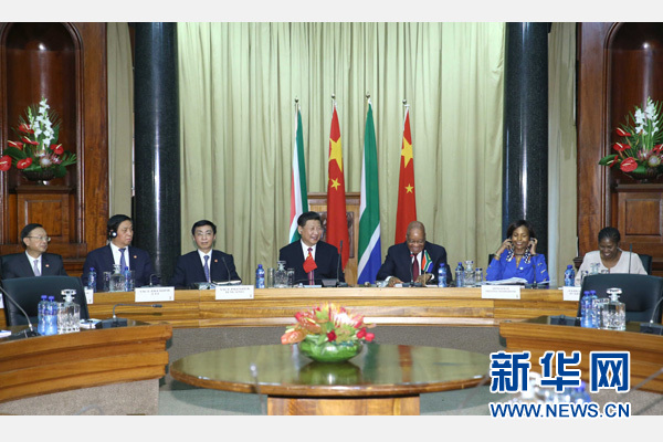 12月2日，國家主席習(xí)近平在比勒陀利亞同南非總統(tǒng)祖馬舉行會談。 新華社記者 馬占成 攝  