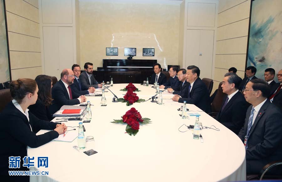 7月6日，國家主席習(xí)近平在柏林會見德國社會民主黨主席舒爾茨。新華社記者 姚大偉 攝